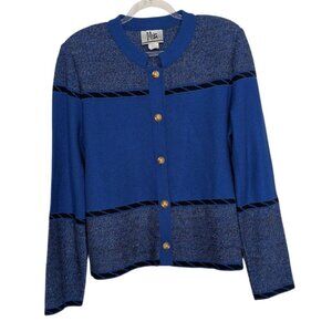 Mita Cardigan Blazer Womens Size 10 Blue USA Made Sparkle Knit Button Front
